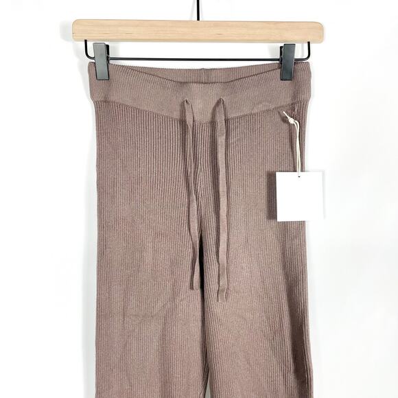 ALL THE WAYS Kasey Knit Jogger Pant Mocha Brown Ribbed Drawstring Sz S - Picture 7 of 10